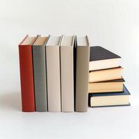 ai generado libros en blanco antecedentes foto