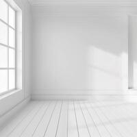 AI generated Blank white interior room photo