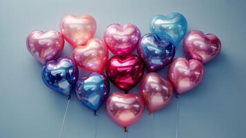 AI generated Bunch of Heart Shaped Balloons on a String photo