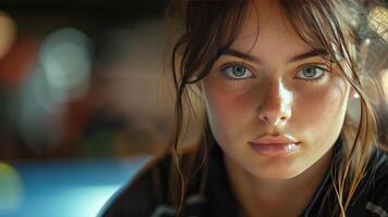AI generated Close Up of Person With Blue Eyes photo