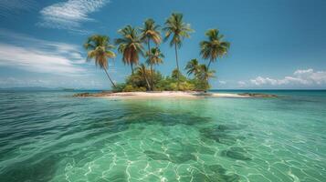 AI generated Palm Tree-Lined Island in Ocean photo