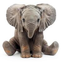 AI generated baby african elephant isolated on white background.Generative Ai photo