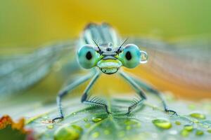 AI generated A dragonfly close up in vibrant tropical colors.Generative Ai photo