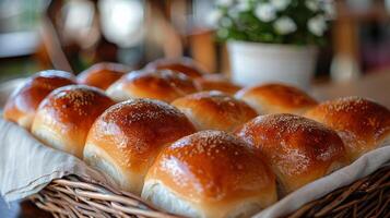 AI generated Basket of Rolls on Table photo