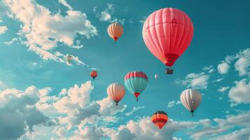 AI generated Group of Hot Air Balloons Flying photo