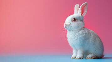 AI generated White Rabbit Sitting on Blue Table photo