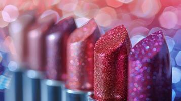 AI generated Row of Lipsticks With Water Droplets photo