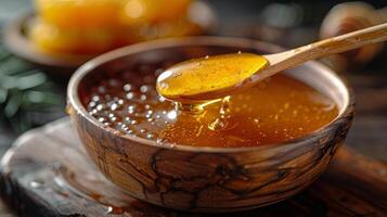 AI generated Honey Dip With Wooden Spoon photo