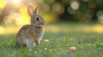 AI generated Small Rabbit in Grass photo