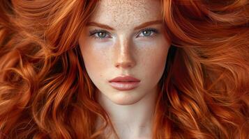 AI generated Woman With Red Hair and Freckles photo