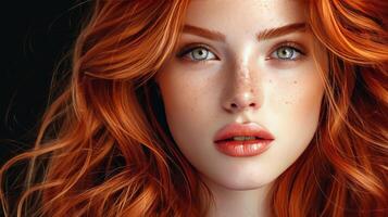 AI generated Woman With Red Hair and Freckles photo