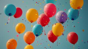 AI generated Colorful Balloons Floating in the Air photo