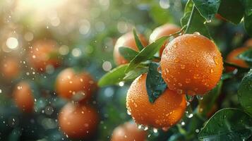 AI generated Cluster of Oranges on Tree photo