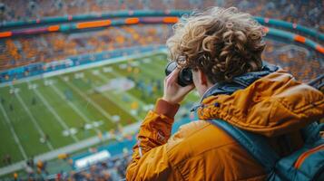 AI generated Person on Cell Phone at Football Game photo