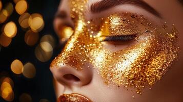 AI generated Woman With Gold Glitter on Face photo