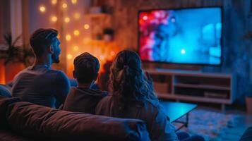 AI generated Group Watching Movie in Room photo