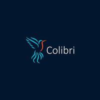 Colibri Logo isolated on dark blue background. Design colibri for logo, Simple and clean flat design of the colibri logo template. Suitable for your design need, logo, illustration, animation. vector
