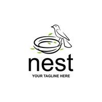 Simple and minimal bird nest icon logo line illustration with leaf symbol, bird house symbol logo Vector template, suitable for your design need, logo, illustration, animation, etc.