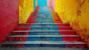 AI generated Vibrant Stairs Leading to Building photo