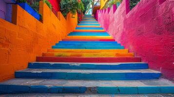 AI generated Vibrant Stairs Leading to Building photo