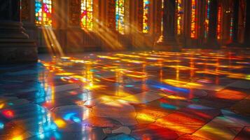 AI generated Room Filled With Many Stained Glass Windows photo