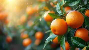 AI generated Cluster of Oranges on Tree photo