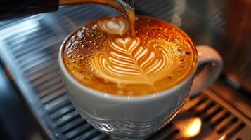 AI generated Cappuccino Being Poured Into Coffee Cup photo