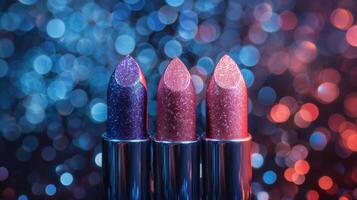 AI generated Row of Lipsticks With Water Droplets photo