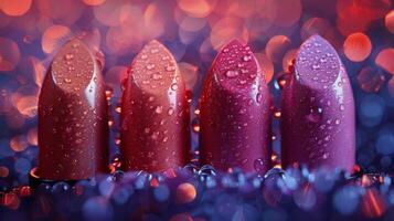 AI generated Row of Lipsticks With Water Droplets photo