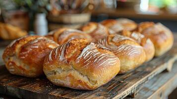 AI generated Assorted Breads on Table photo