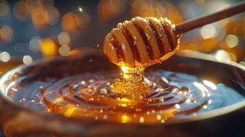 AI generated Honey Dip With Wooden Spoon photo