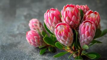 AI generated Pink Flowers on Table photo