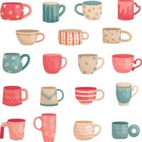 Vector set with different mugs