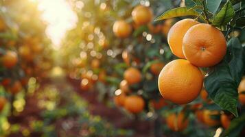 AI generated Cluster of Oranges Hanging From Tree photo