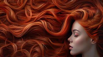 AI generated Woman With Red Hair Blowing in Wind photo