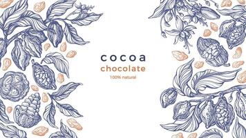 Cocoa frame. Vector background Art hand drawn card