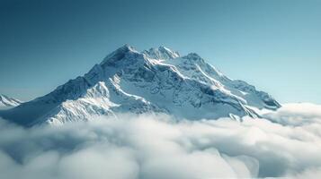 AI generated Majestic Snow-Covered Mountain Against Blue Sky photo