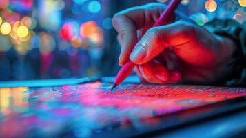 AI generated Person Writing on Notebook With Pencil photo