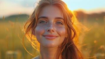 AI generated Woman Standing in Field of Yellow Flowers photo