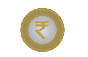 Rupee coin pro vector, INR metallic symbol vector