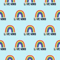 Lgbt seamless pattern on blue background. Vector illustration for the month of pride. Rainbow flag on a blue background.