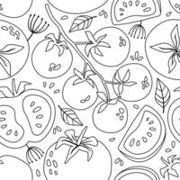 Vector pattern with doodle tomatoes. Texture for textile, paper, wallpaper. Coloring book for kids.