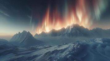 AI generated Mountain Glowing With Red and Orange Lights photo