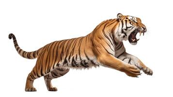 AI generated tiger panthera tigris isolated on white background.Generative Ai photo