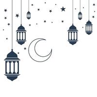 Flat islamic lamps and star ramadan background vector