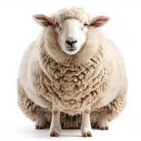 AI generated cute funny sheep isolated on white background.Generative AI photo