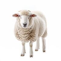 AI generated cute funny sheep isolated on white background.Generative AI photo