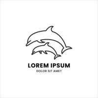 Simple, Elegant, Modern, and Beautiful Monoline Style Animal Logo Template for Your Creative Project. Double Dolphin Logo vector