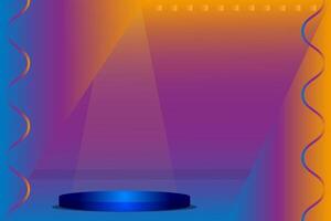 Abstract round podium illuminated by spotlight. Award ceremony concept. Stage background. Background for product presentation. Vector illustration