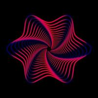 Glowing star rosette with guilloche of light and dark shades of red gradient, simulating a luminous center on a black background vector
